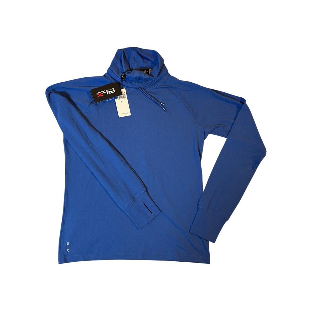 RLX Ralph Lauren Golf Women's Blue Hooded Pullover Top Size M NWT $168